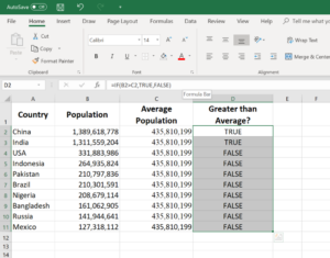 Example of an excel sheet containing formulas 