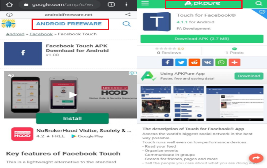 Facebook touch apk for android 
