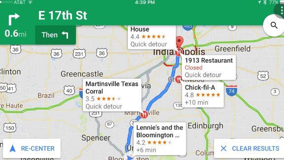 How to search along route Google Maps
