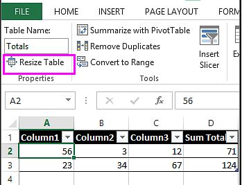 How to extend a Table in Excel