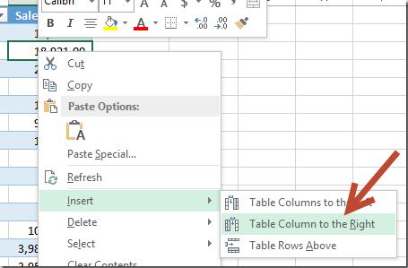 How to extend a Table in Excel