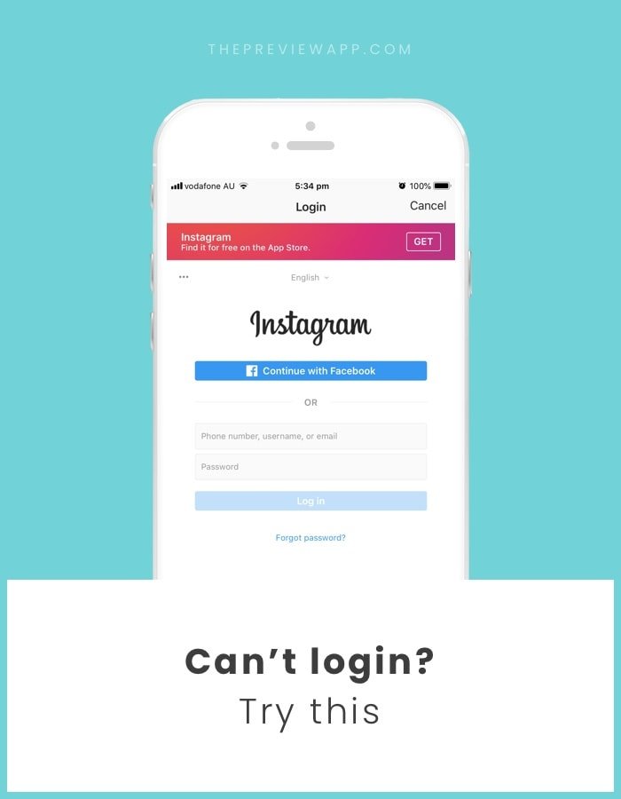 Can't log into Instagram