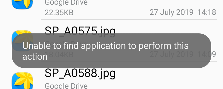 How do I fix Unable to find application to perform this action